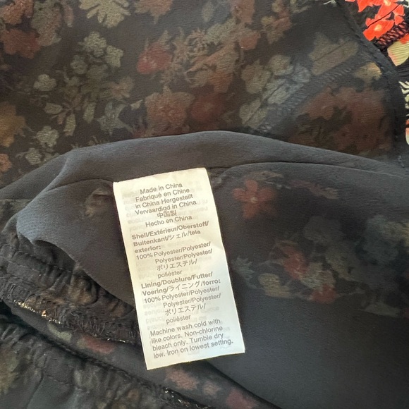 Madewell Floral Peplum Top XS Black Boho Wrap Tie Waist Anthropologie - Picture 5 of 8